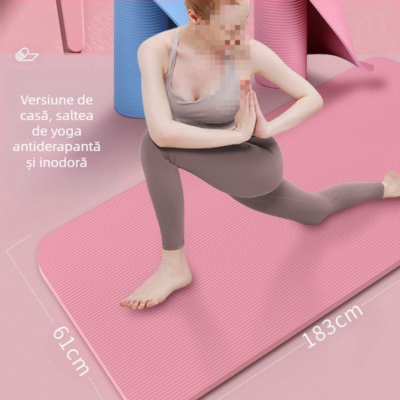 A1R covoraș de yoga pentru începători, izolare fonică, amortizare, aderență îmbunătățită, covoraș de fitness profesional pentru bărbați și femei, mai gros și mai lat, antiderapant interior