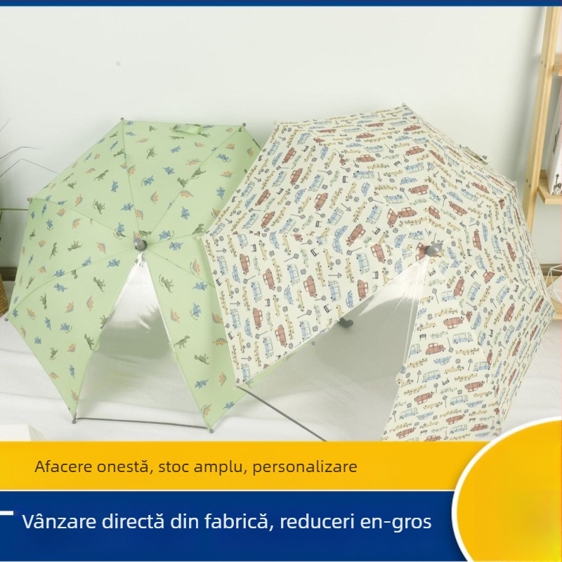 Umbrelă pentru copii cu mâner lung, stil desen animat/Japonez, 8 arce, poliester 190T, deschidere/închidere manuală, utilizare dublă soare și ploaie