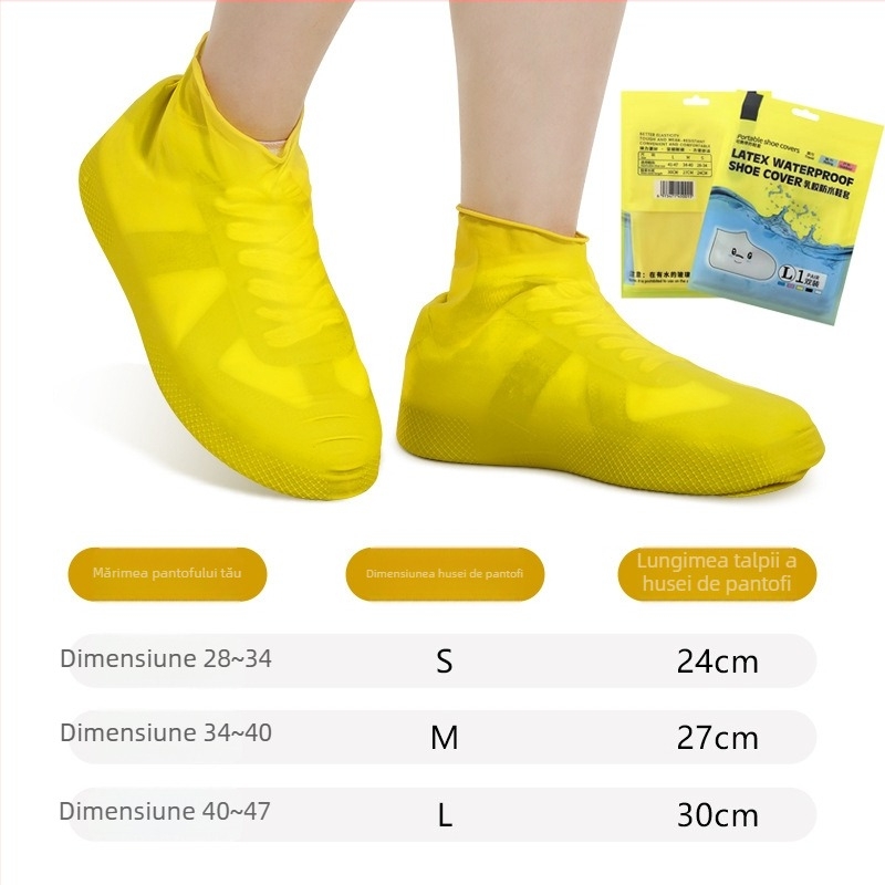 Capace de protecție pentru pantofi din latex natural, impermeabile, cu potrivire universală, design elastic antiderapant îngroșat, grosime 60 g, greutate 65 g