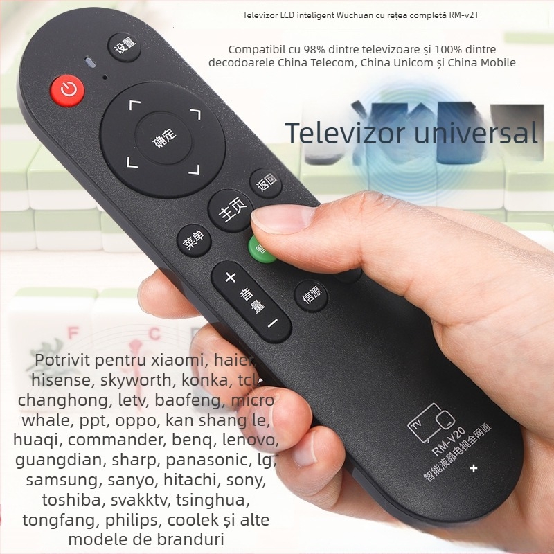 Telecomandă universală pentru TV Wuchuan RM-V16+ pentru televizoare LCD de la TCL, Hisense, Changhong, Konka și Skyworth, rază de transmisie de 10 m.