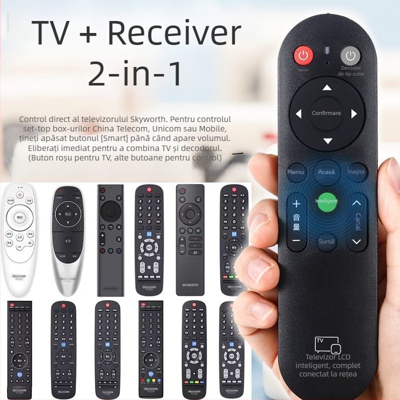 Telecomandă universală pentru TV Wuchuan RM-V16+ pentru televizoare LCD de la TCL, Hisense, Changhong, Konka și Skyworth, rază de transmisie de 10 m.