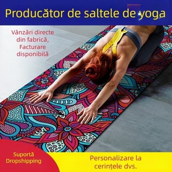 Covor de yoga din cauciuc natural, cu suprafață catifelată, 4 mm, antiderapant, pentru exerciții acasă