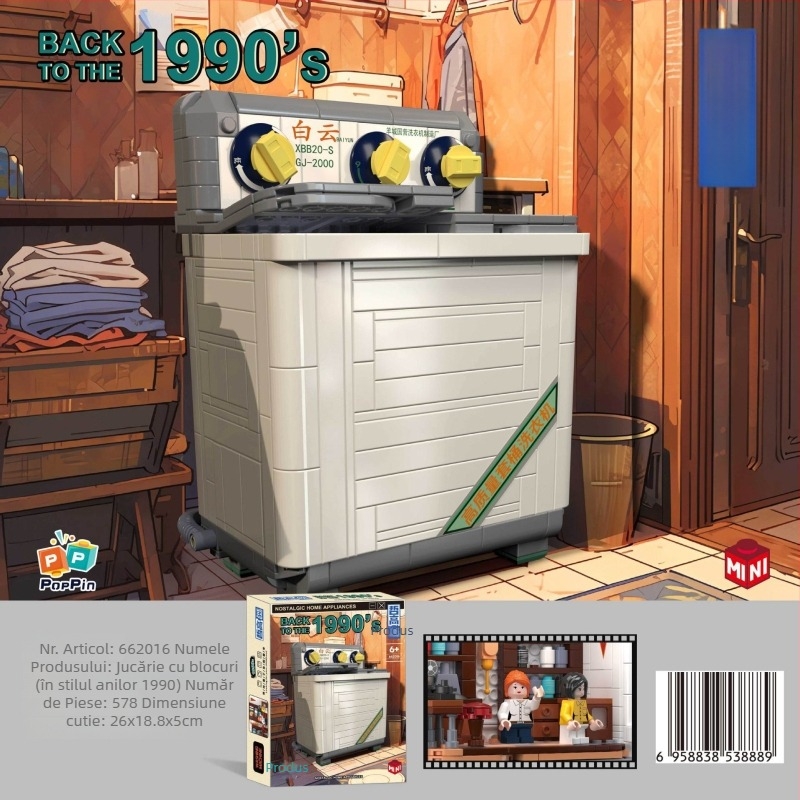 Set LEGO-compatible blocuri de construcție cu electrocasnice retro, ABS plastic, 400–800 piese, 2 kg, pentru 7–14 ani