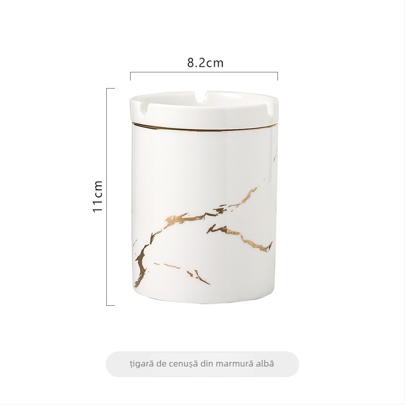 Scrumieră ceramică cu capac, design creativ, în formă de pâlnie, pentru birou și sufragerie, stil luxuos discret, previne răspândirea cenușei