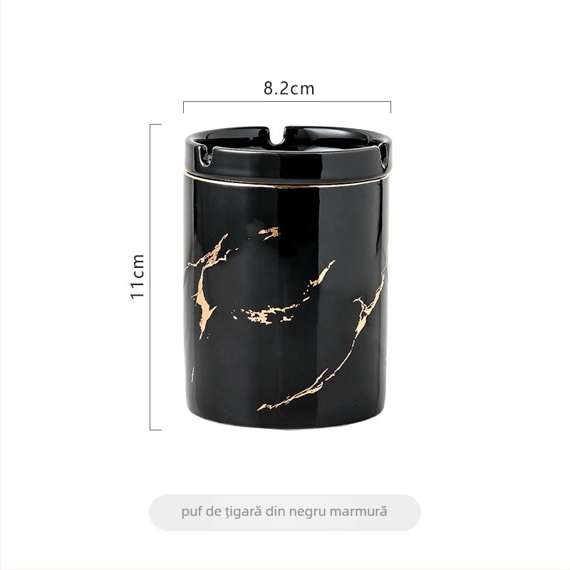 Scrumieră ceramică cu capac, design creativ, în formă de pâlnie, pentru birou și sufragerie, stil luxuos discret, previne răspândirea cenușei