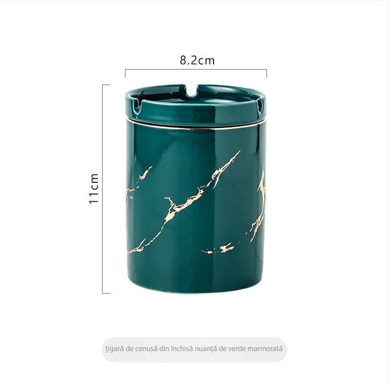 Scrumieră ceramică cu capac, design creativ, în formă de pâlnie, pentru birou și sufragerie, stil luxuos discret, previne răspândirea cenușei