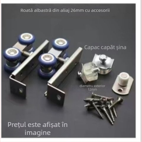 Sistem de role pentru ușă glisantă: role din oțel inoxidabil îngroșat, silențioase, șină