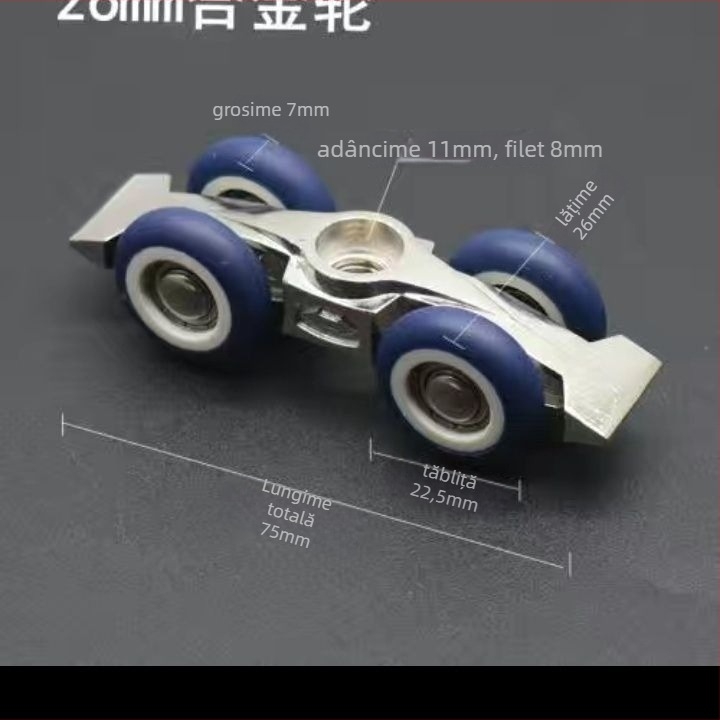 Sistem de role pentru ușă glisantă: role din oțel inoxidabil îngroșat, silențioase, șină