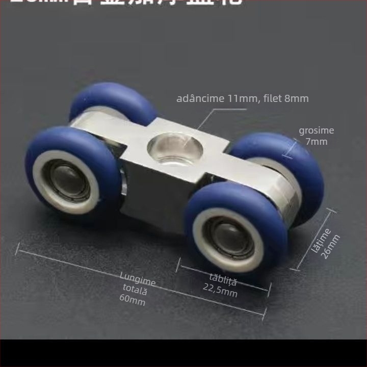 Sistem de role pentru ușă glisantă: role din oțel inoxidabil îngroșat, silențioase, șină