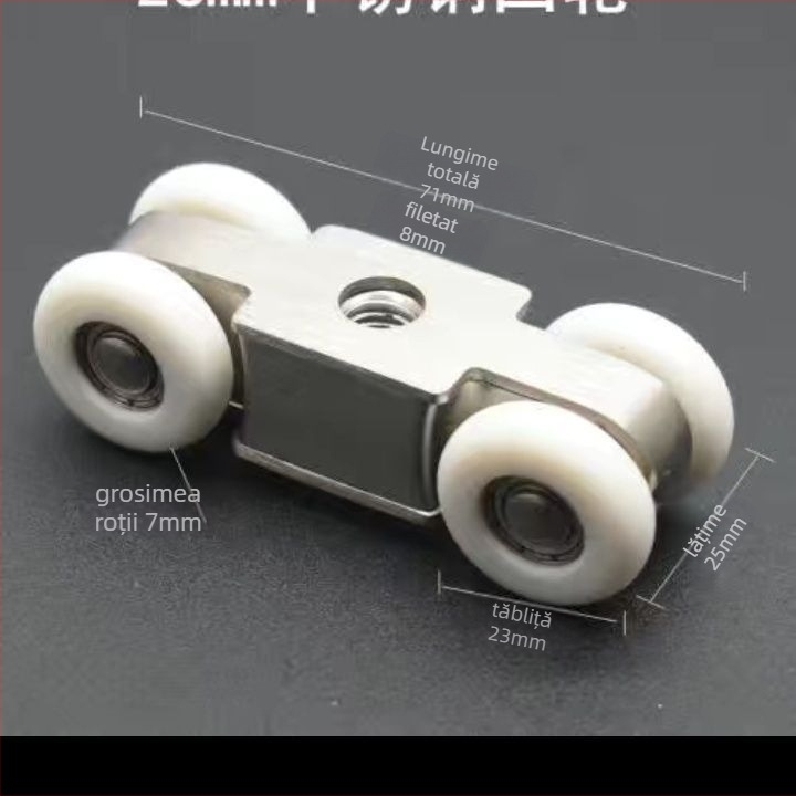 Sistem de role pentru ușă glisantă: role din oțel inoxidabil îngroșat, silențioase, șină