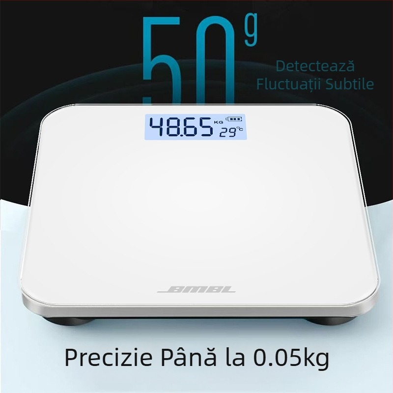 Cantar de analiză a grăsimii corporale, model S002, panou din sticlă întărită, formă pătrată, alimentare cu baterie, stil japonez, simplu, lux ușor