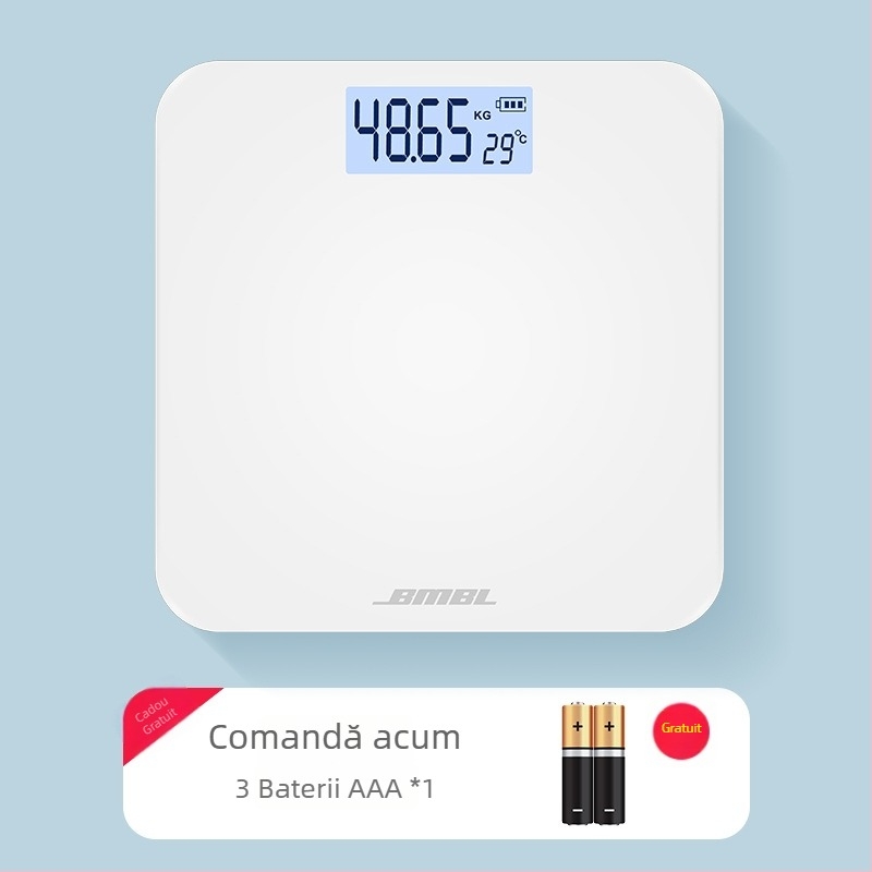 Cantar de analiză a grăsimii corporale, model S002, panou din sticlă întărită, formă pătrată, alimentare cu baterie, stil japonez, simplu, lux ușor