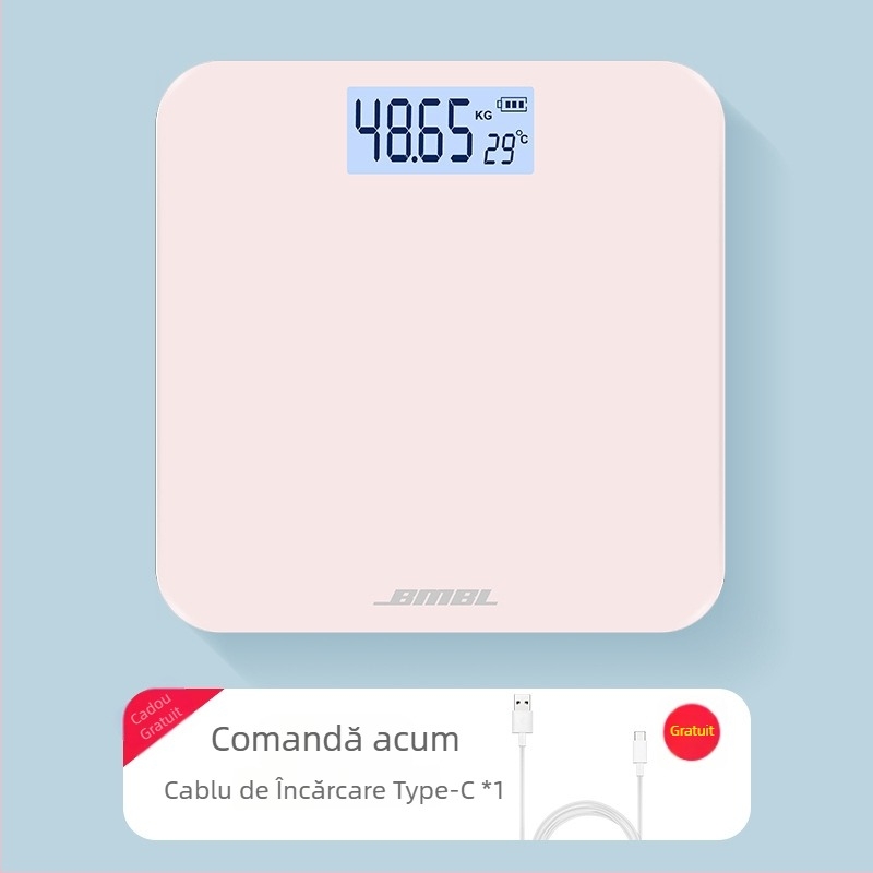 Cantar de analiză a grăsimii corporale, model S002, panou din sticlă întărită, formă pătrată, alimentare cu baterie, stil japonez, simplu, lux ușor