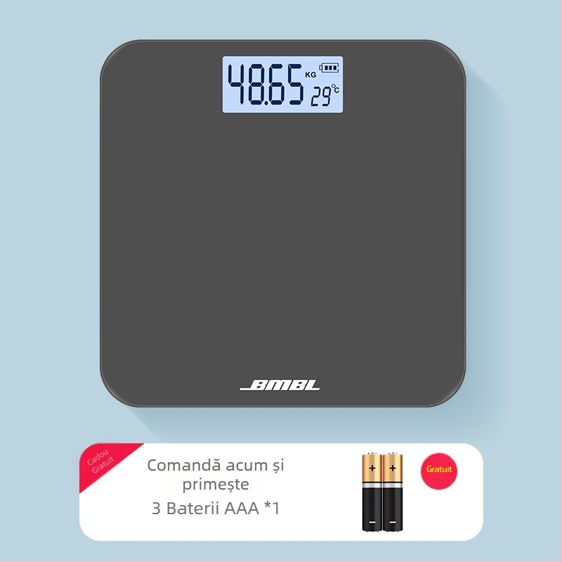 Cantar de analiză a grăsimii corporale, model S002, panou din sticlă întărită, formă pătrată, alimentare cu baterie, stil japonez, simplu, lux ușor