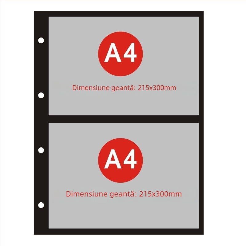 Mapă pentru pagini de certificate, cu găuri de 3 și 4; material PP/CPP/OPP; siglă tipărită; personalizare disponibilă și etichetă privată licențiată.