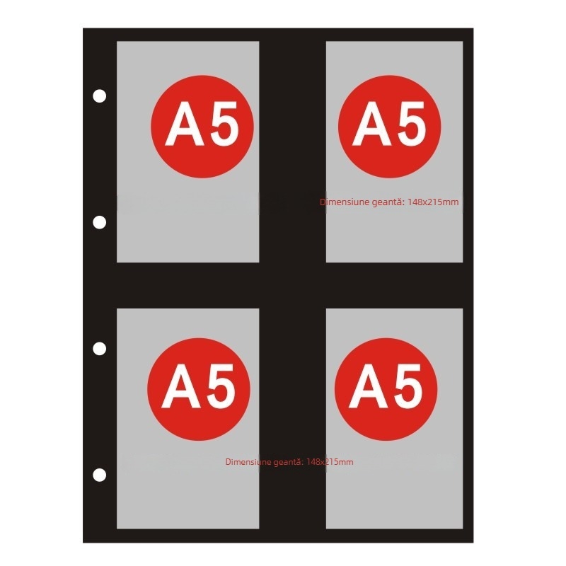 Mapă pentru pagini de certificate, cu găuri de 3 și 4; material PP/CPP/OPP; siglă tipărită; personalizare disponibilă și etichetă privată licențiată.