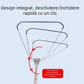 Plasă de pescuit triunghiulară din oțel inoxidabil, pliabilă cu tijă telescopică, încărcare maximă 4 kg