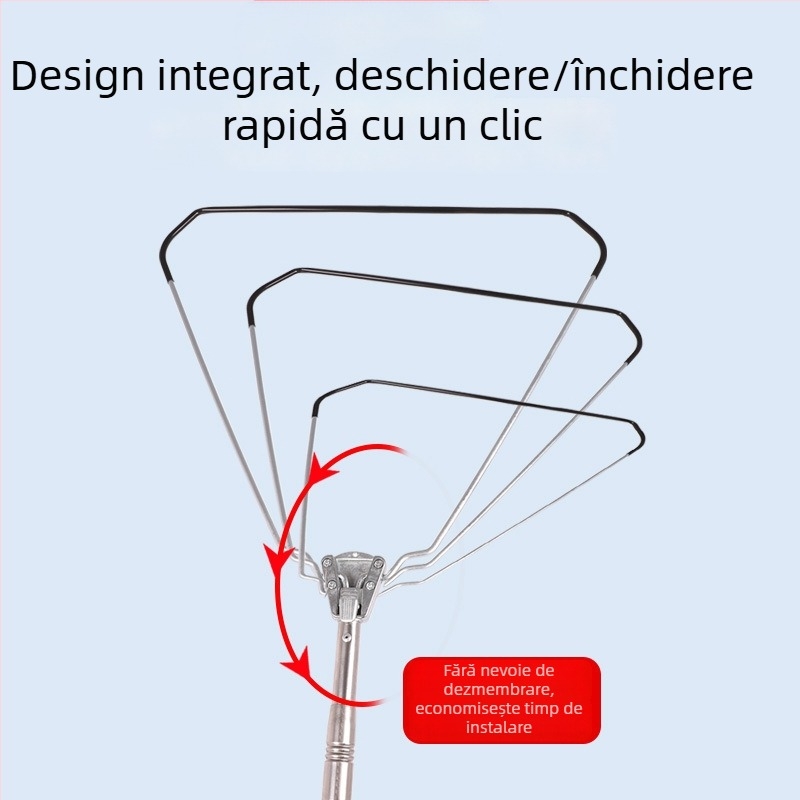 Plasă de pescuit triunghiulară din oțel inoxidabil, pliabilă cu tijă telescopică, încărcare maximă 4 kg