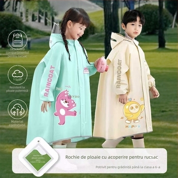 Poncho EVA pentru copii, unisex, potrivit pentru grădiniță și școală, cu logo imprimat