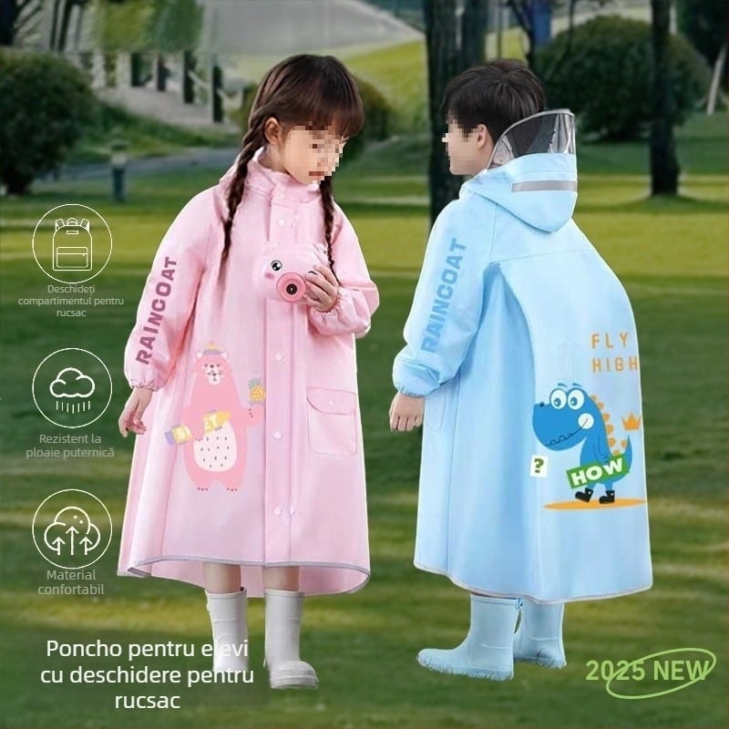 Poncho EVA pentru copii, unisex, potrivit pentru grădiniță și școală, cu logo imprimat