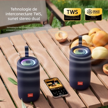 Boxă Bluetooth portabilă pentru exterior cu subwoofer – IPX4, Bluetooth 5.0, difuzoare duale, 20Hz–20kHz, baterie 2000–4000 mAh