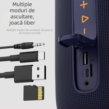 Boxă Bluetooth portabilă pentru exterior cu subwoofer – IPX4, Bluetooth 5.0, difuzoare duale, 20Hz–20kHz, baterie 2000–4000 mAh