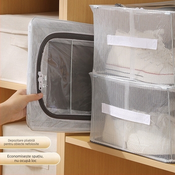 Cutie transparentă pentru depozitare încălțăminte, pliabilă, pentru depozitare sub pat, PVC plasă, 10-20L