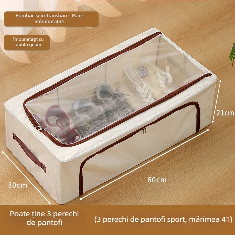 Cutie transparentă pentru depozitare încălțăminte, pliabilă, pentru depozitare sub pat, PVC plasă, 10-20L