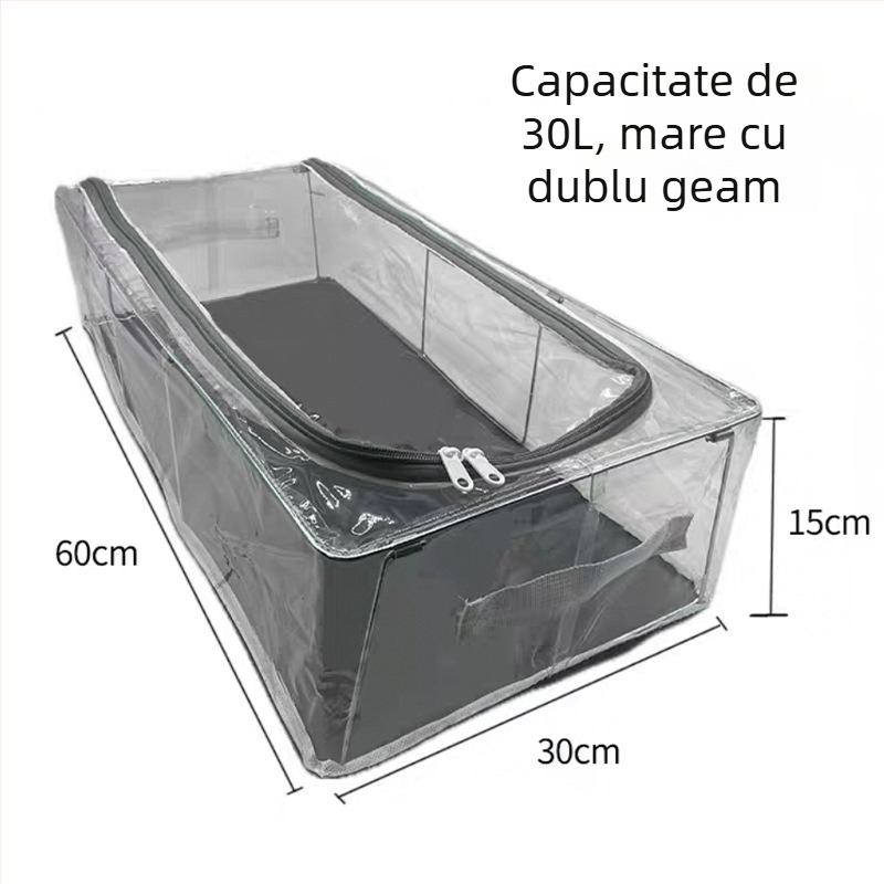 Cutie transparentă pentru depozitare încălțăminte, pliabilă, pentru depozitare sub pat, PVC plasă, 10-20L