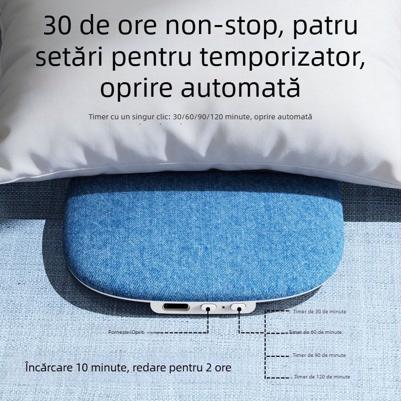 Speaker de som pentru culcare sub pernă (Design farfurie zburătoare) – Bluetooth 5.3, 100Hz–20kHz, SNR ≥70dB, 5W, Baterie încorporată 100–300mAh