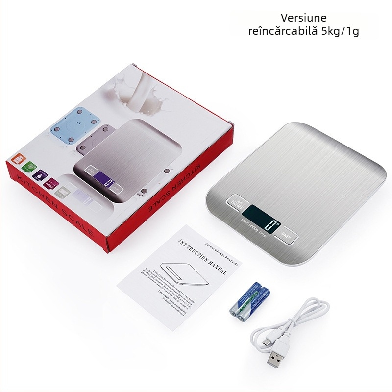 DH-2012 Cântar de bucătărie electronic – portabil, în gama 5 kg/1 g până la 10 kg/1 g, măsurare electronică, alimentare cu 2 baterii