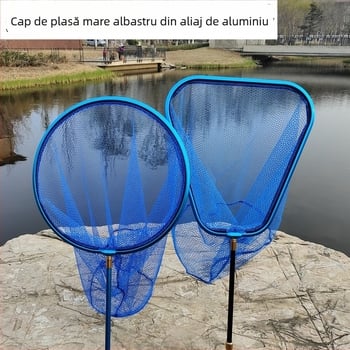 Capă de plasă de pescuit din aliaj de aluminiu pentru exterior, plasă din nailon, adâncime 50 cm, plasă tratată anti-înfâșinare, husă cu ochi mari