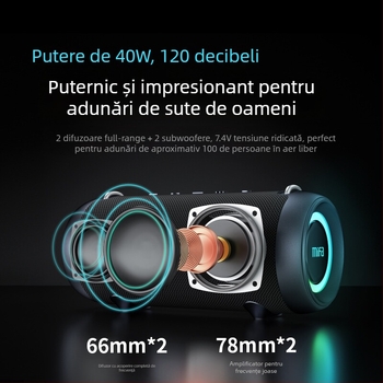 Mifa A90 Difuzor Bluetooth pentru exterior, cu două difuzoare, 40W, IPX6 impermeabil, baterie de 6000mAh, Bluetooth 5.3