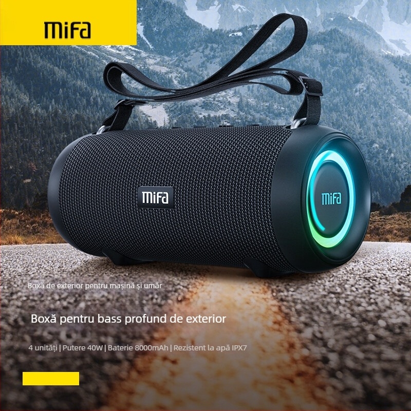 Mifa A90 Difuzor Bluetooth pentru exterior, cu două difuzoare, 40W, IPX6 impermeabil, baterie de 6000mAh, Bluetooth 5.3