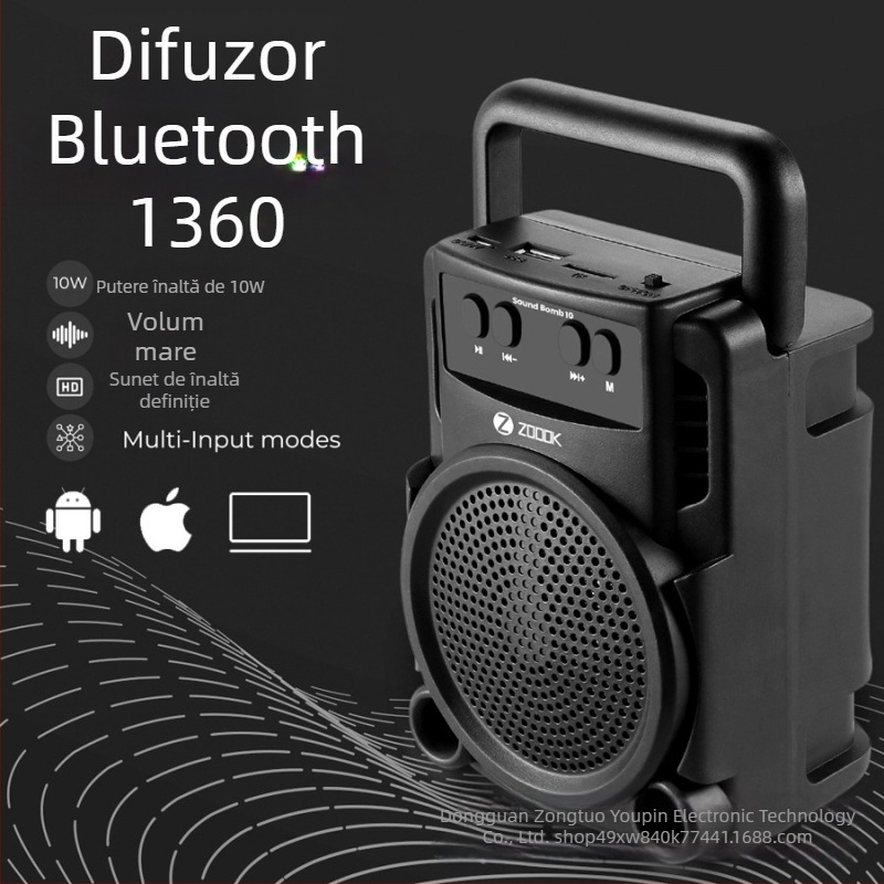 Boxă Bluetooth fără fir, baterie încorporată, Bluetooth 5.0, 3W, 100Hz-20kHz, rază de acțiune 10 m