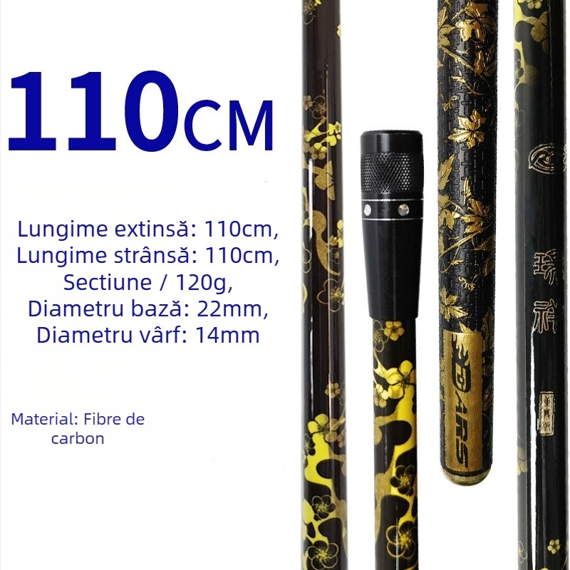 Tija telescopică din carbon pentru plasă de pescuit, portabilă, ultra-ușoară, 4 secțiuni, greutate 0,5 kg