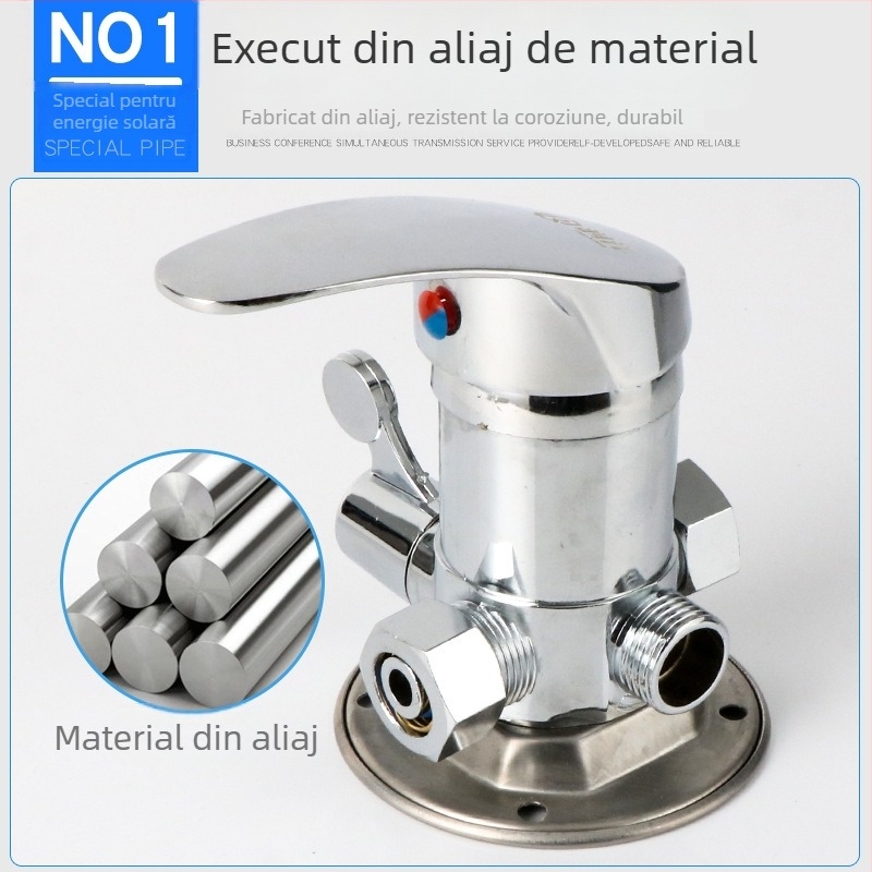 Valvă de amestec pentru apă caldă și rece pentru boiler solar, diametru 15 mm, presiune de lucru 6, apă caldă 85°C, apă rece 0°C, Runyang