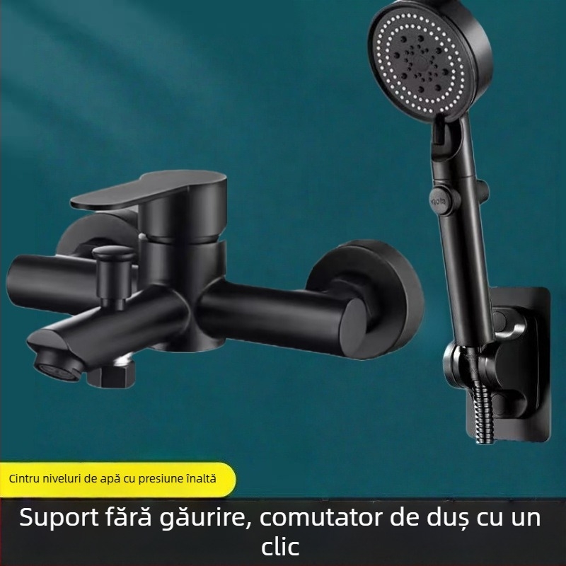 Set de duș încastrat din oțel inoxidabil 304, duză de pulverizare rotativă, economie de apă, control dual cald/rece, întrerupere apă cu un singur apăs, 0–90°C