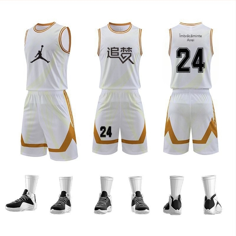 Uniformă de baschet pentru adulți, bărbați, material poliester cu căptușeală de poliester, potrivită pentru toate anotimpurile, tricou de antrenament cu număr imprimabil