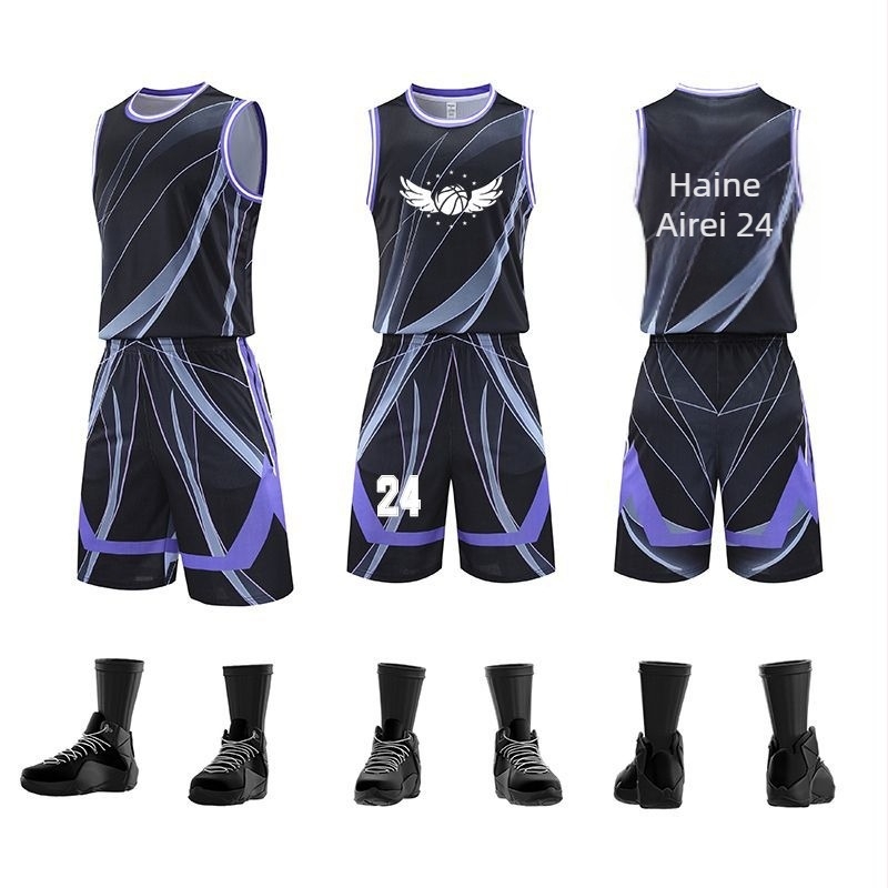 Uniformă de baschet pentru adulți, bărbați, material poliester cu căptușeală de poliester, potrivită pentru toate anotimpurile, tricou de antrenament cu număr imprimabil