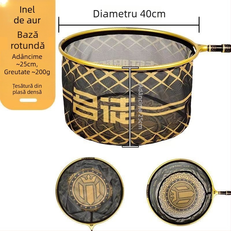 Cap de plasă pentru pescuit – plasă din aliaj carbon-aluminiu, încărcare 15 kg, adâncime 25 cm