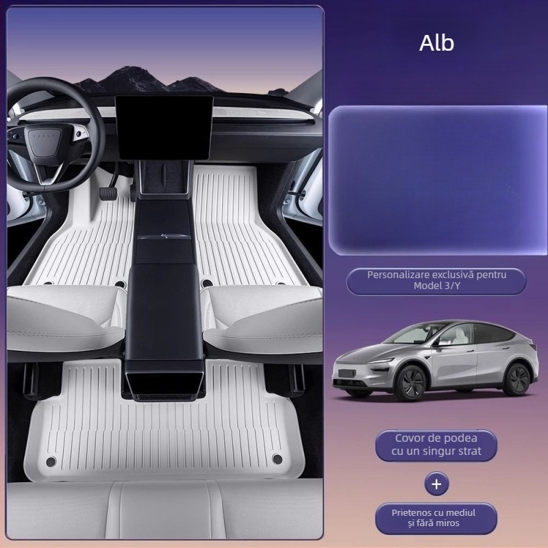 Covorașe de podea pentru Tesla Model 3 și Model Y cu acoperire completă, material TPES, fără logo