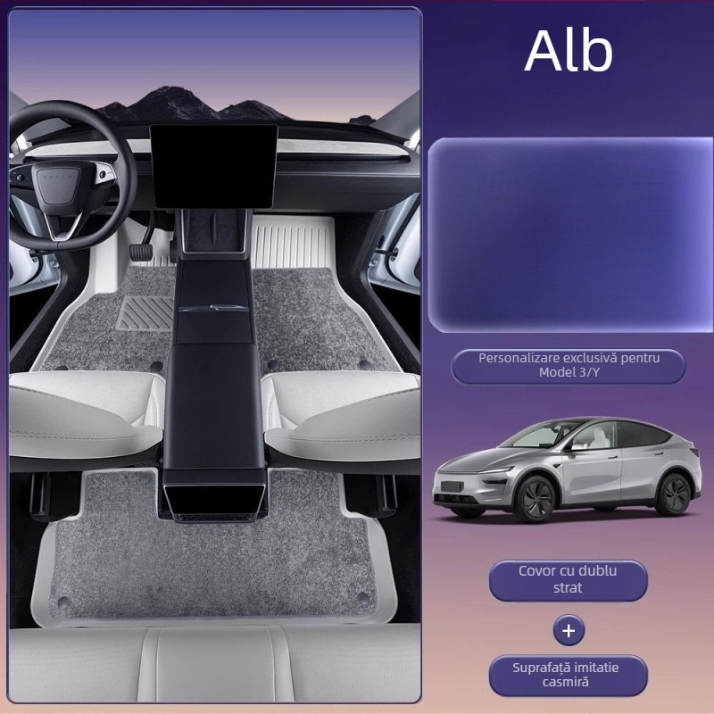 Covorașe de podea pentru Tesla Model 3 și Model Y cu acoperire completă, material TPES, fără logo