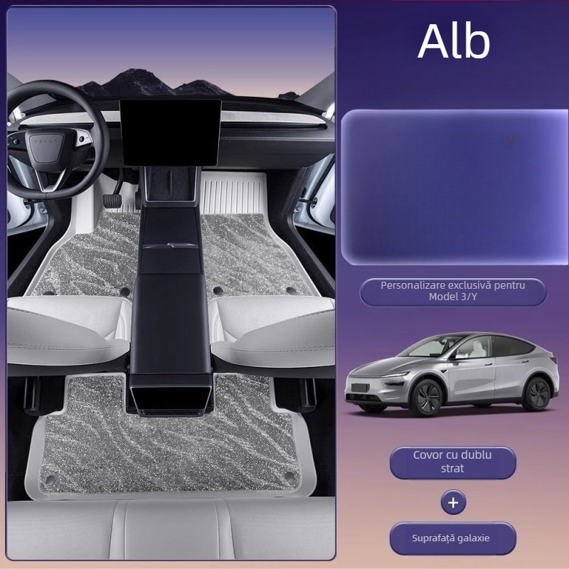 Covorașe de podea pentru Tesla Model 3 și Model Y cu acoperire completă, material TPES, fără logo