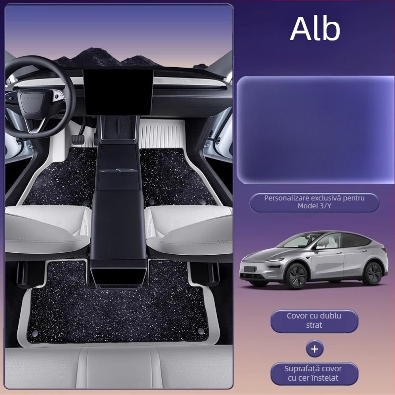 Covorașe de podea pentru Tesla Model 3 și Model Y cu acoperire completă, material TPES, fără logo