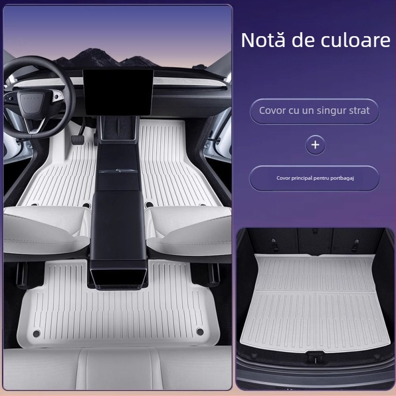 Covorașe de podea pentru Tesla Model 3 și Model Y cu acoperire completă, material TPES, fără logo