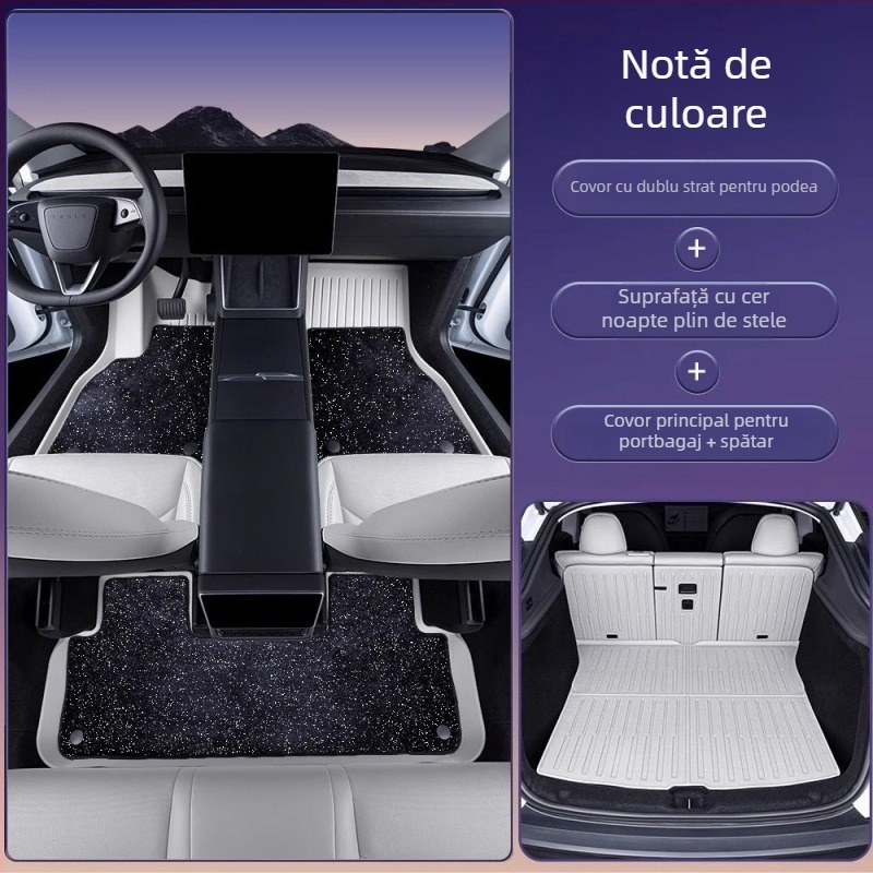 Covorașe de podea pentru Tesla Model 3 și Model Y cu acoperire completă, material TPES, fără logo