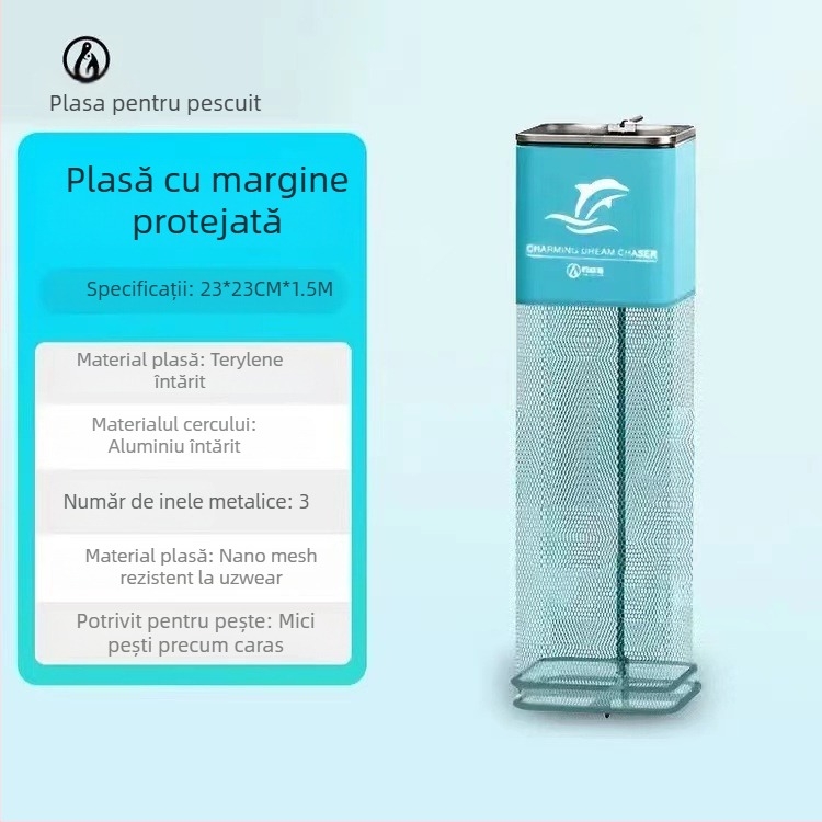 Baon plasă de protecție pentru pescuit, din nylon, portabilă, cu ochi pătrați, uscare rapidă