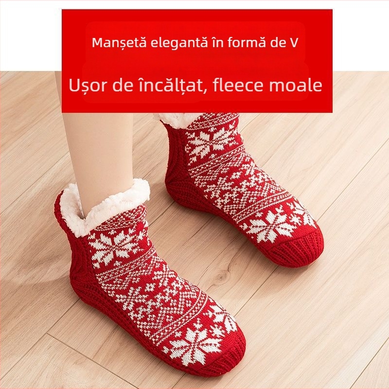 Șosete încălzitoare pentru picioare, iarnă, pentru bărbați și femei, din lână, cu talpă antiderapantă