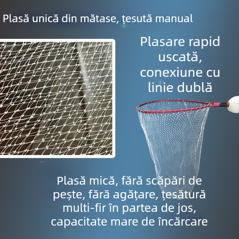 Plasă de pescuit din aliaj de aluminiu, extensibilă, plierabilă, cu plută